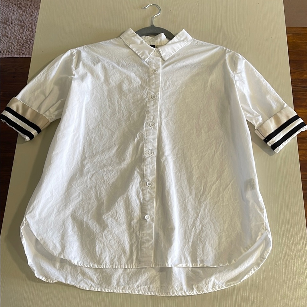 Renee C. White Oversized Button Down Cuffed Sleeves- Size Small